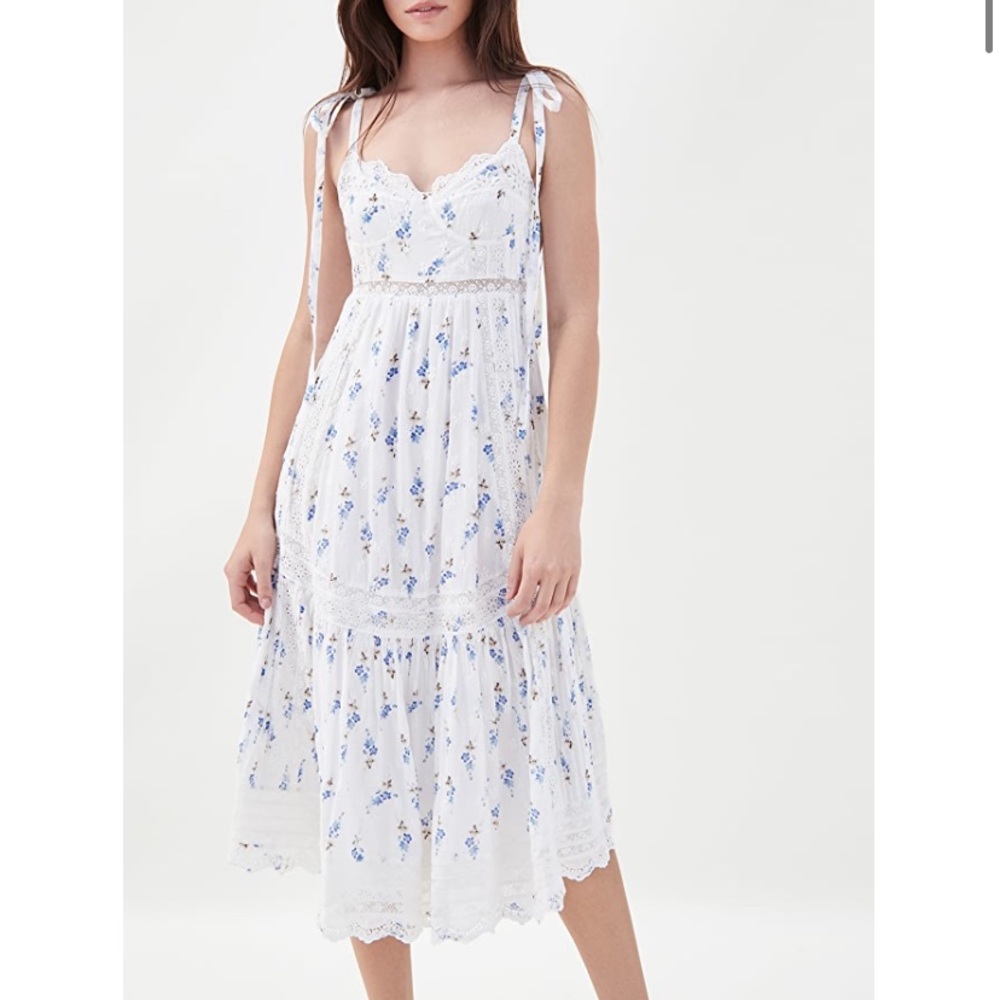LoveShackFancy Antonella Blue & White Floral Dress